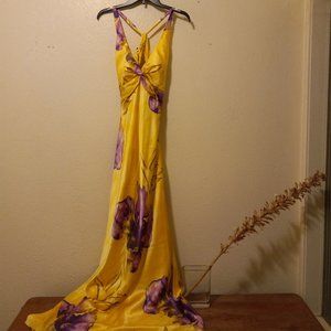 Y2K/90s Style Yellow Satin Formal Slip Dress Formal Wedding Gala Fundraiser